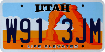 UT license plate W913JM