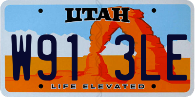 UT license plate W913LE