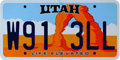 UT license plate W913LL