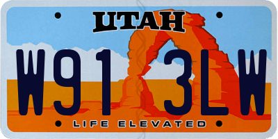 UT license plate W913LW