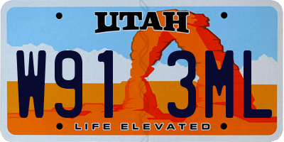 UT license plate W913ML