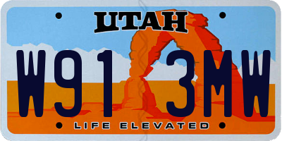 UT license plate W913MW