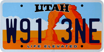 UT license plate W913NE