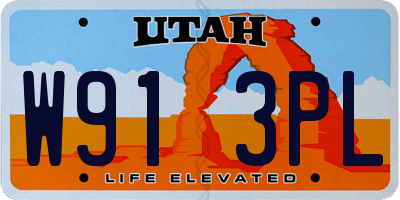 UT license plate W913PL
