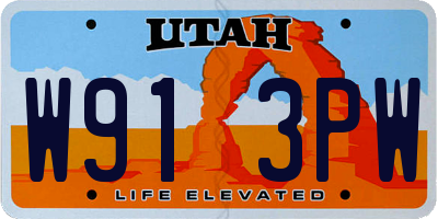 UT license plate W913PW