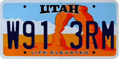 UT license plate W913RM