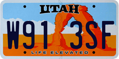 UT license plate W913SF