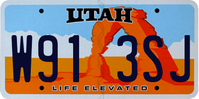UT license plate W913SJ