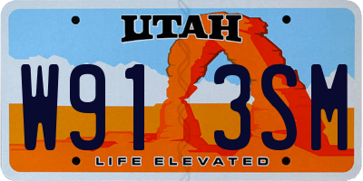 UT license plate W913SM