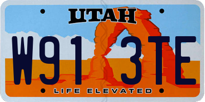 UT license plate W913TE