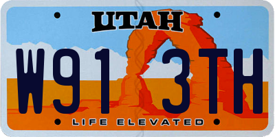 UT license plate W913TH