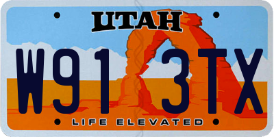 UT license plate W913TX