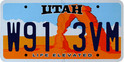 UT license plate W913VM