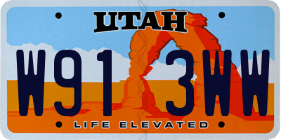 UT license plate W913WW