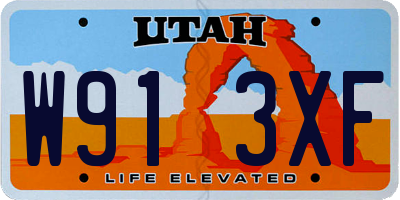 UT license plate W913XF