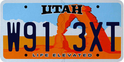 UT license plate W913XT