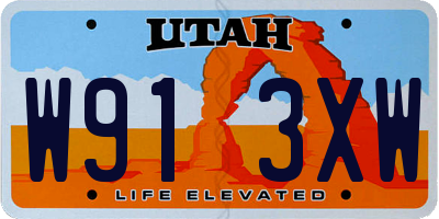 UT license plate W913XW
