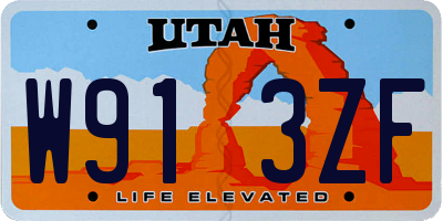 UT license plate W913ZF