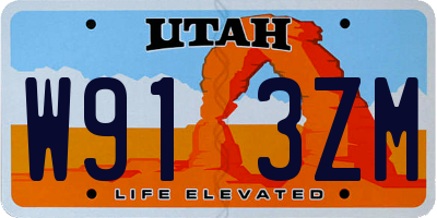 UT license plate W913ZM