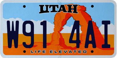 UT license plate W914AI