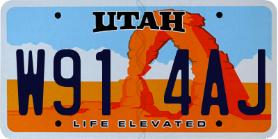 UT license plate W914AJ