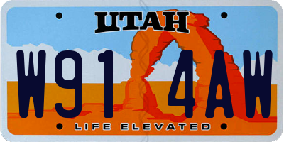 UT license plate W914AW
