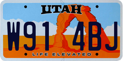 UT license plate W914BJ