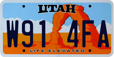 UT license plate W914FA