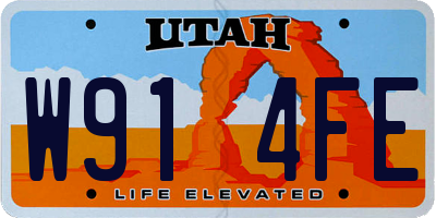 UT license plate W914FE