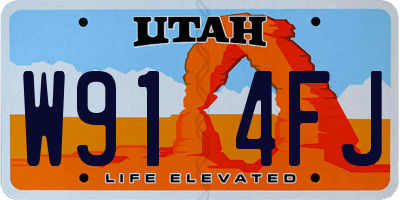 UT license plate W914FJ