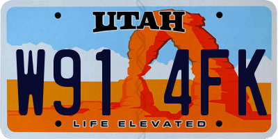 UT license plate W914FK