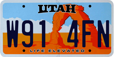 UT license plate W914FN