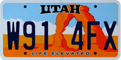 UT license plate W914FX