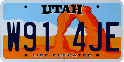 UT license plate W914JE