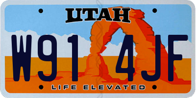 UT license plate W914JF