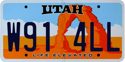 UT license plate W914LL