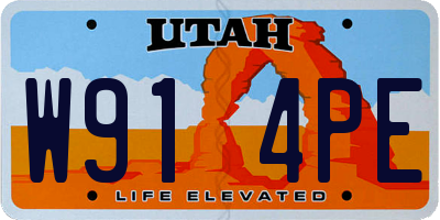 UT license plate W914PE