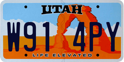 UT license plate W914PY