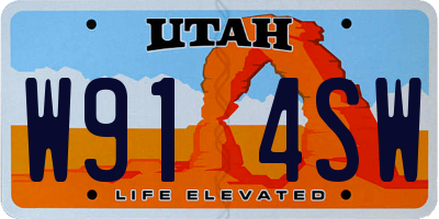 UT license plate W914SW