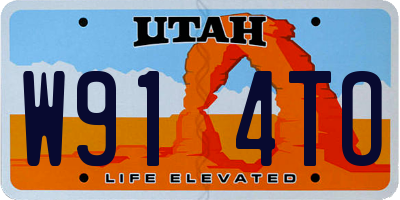 UT license plate W914TO
