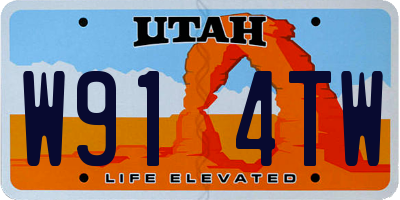 UT license plate W914TW