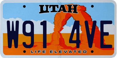 UT license plate W914VE