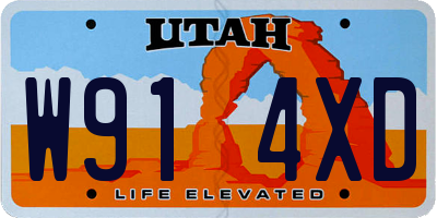 UT license plate W914XD