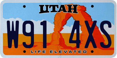 UT license plate W914XS