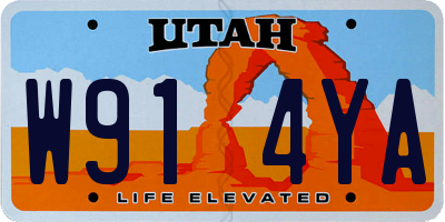 UT license plate W914YA