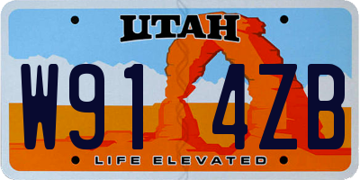 UT license plate W914ZB