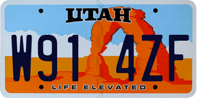 UT license plate W914ZF