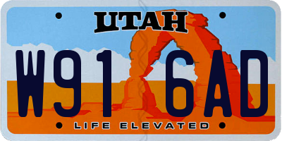 UT license plate W916AD