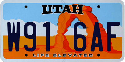 UT license plate W916AF