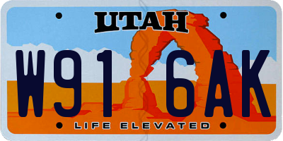 UT license plate W916AK